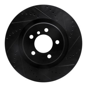 Land Rover Range Rover Brake Rotor (1) - Front Right - R1 Concepts - Drilled & Slotted - Black - `06-`12